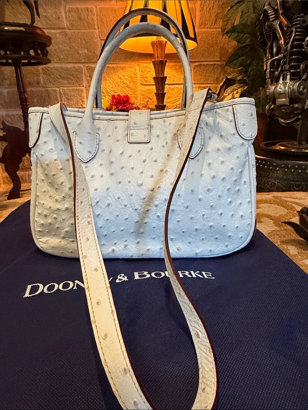 NWOT DOONEY & BOURKE Elegant Ostrich Embossed Leather Handbag-Polished Hardware!